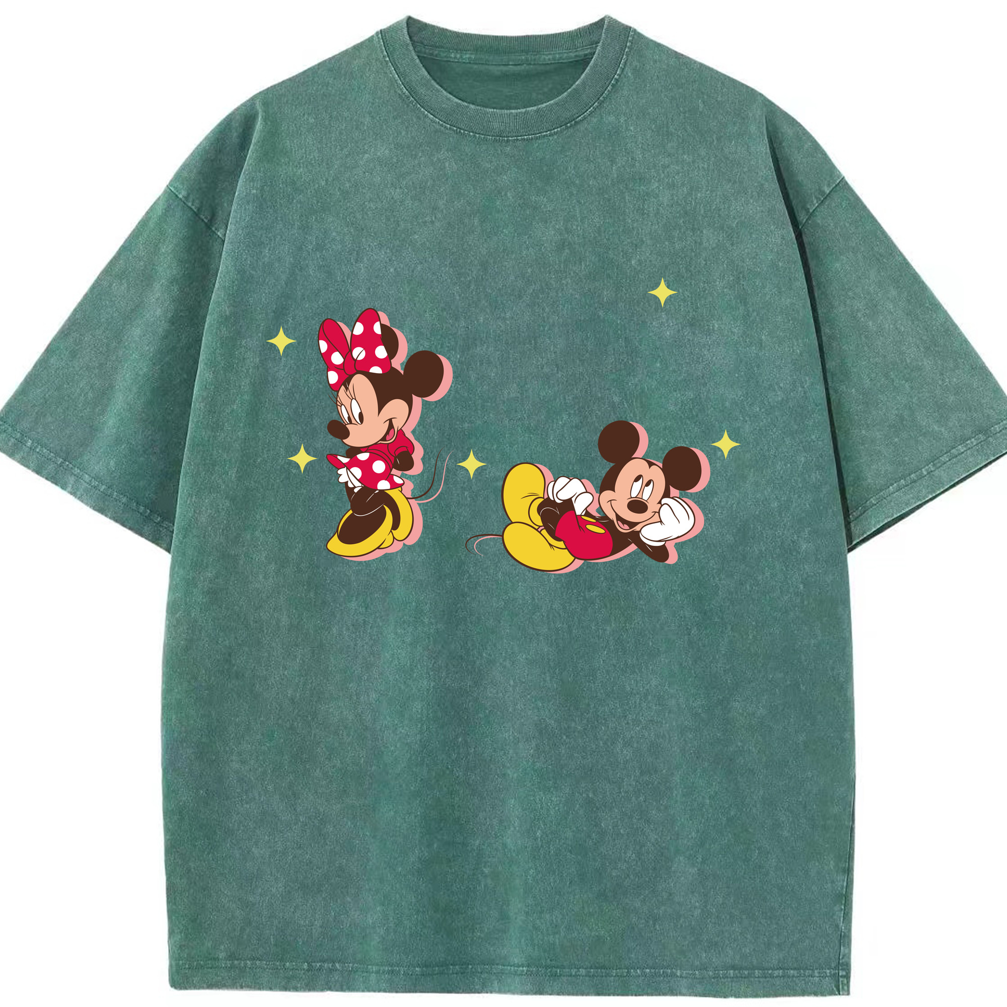 （画像用） ミッキーマウス Mickey Mouse 綿100% ヴィンテージ風 半袖Tシャツ（フロントプリント）